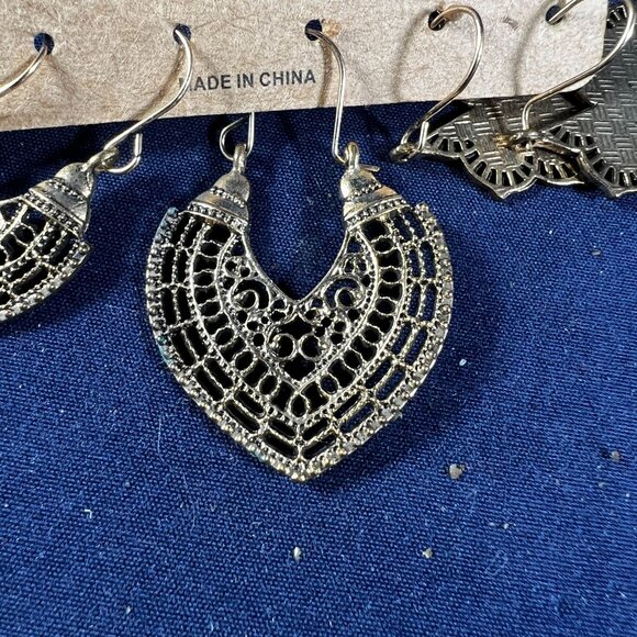 Vintage-Inspired Boho Tribal Dangle Earrings Set Of 3 - Picture 3 of 4